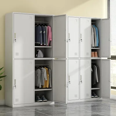Metal Tall Garage Storage Cabinet Adjustable Shelves Almacenamiento De Ropa Locking 4 Doors Steel Cupboard Filing Cabinet
