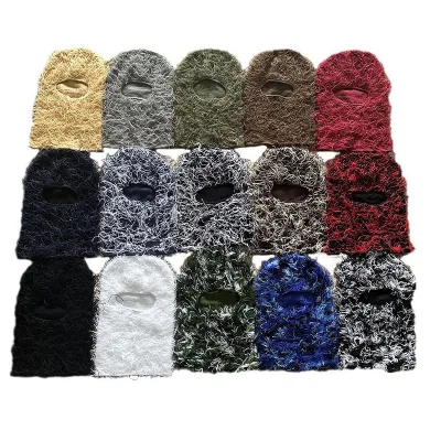 Custom Knitted Distressed Ski Balaclava Mask Wind Proof One Size Grassy Full Face Sports & Party Lightweight Breathable Unisex