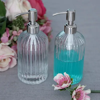 Transparent Glass Soap Dispenser  Anti-rust Stainless Steel Pump  Refillable Liquid Dispenser