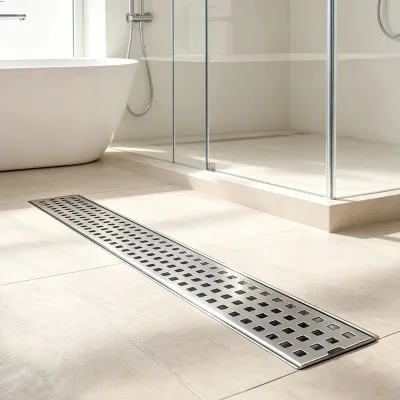 Linear Quadrato Pattern Grate Rectangle Long Hair Strainer Bathroom Shower Drains Floor Drain SS316 Square Shape