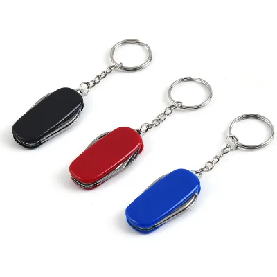 Manufacturer Wholesale Multifunctional Pocket Knife Portable Folding Outdoor Tool with Bottle Opener Keychain Metal Material