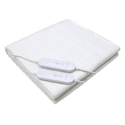 White Electric Blanket with Twin Controllers for Bed - Convenient Temperature Regulation, 220V, Perfect for Winter Nights