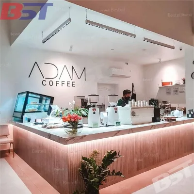 Coffee Shop Bar Counter Manufacturer Customized Wooden Indoor Coffee Kiosk bar Dessert Bar Counter