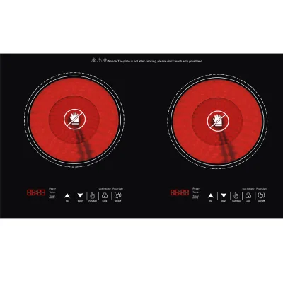 73cm Width Double Zone Built in Ceramic Glass Infrared Hob With Touch Control