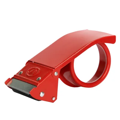 Hot Selling Convenient Metal Spray Coated Thickened Red Tape Dispenser Plastic Material for Cutting Tape