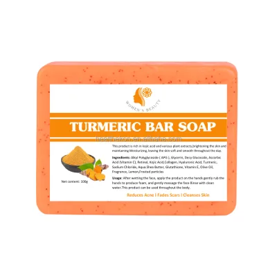 OEM Organic 100g Turmeric Bar Soap Solid Mineral Ingredient for Skin Lightening Wholesale Organic Soap