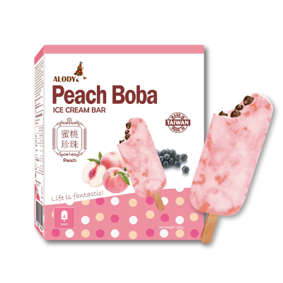 Creamy Peach Tapioca Soft Serve Icecream Frozen Layered Taste Gelato Ice Cream