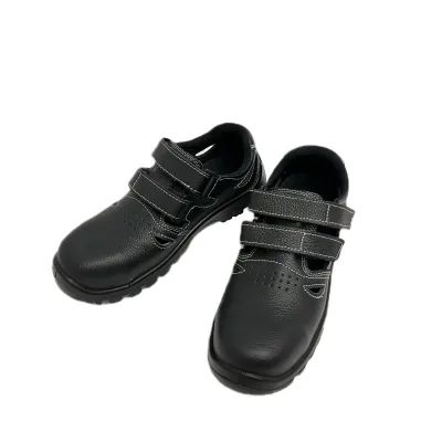 Men Antistatic Industrial Magic Tape Safety Shoes Summer Sandals Black Light Breathable Steel Toe Work Footwear