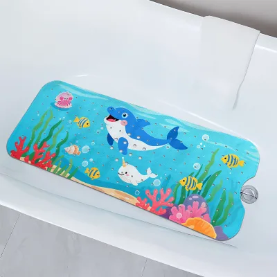 The Most Popular Baby Kids 100x40 extra Long Pvc Non Anti slip Bathtub Shower Mat with 3D Digital Printing for Bathtub