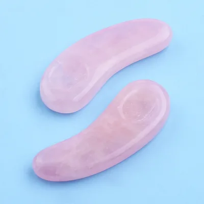Miniature Pink Jade Facial Spoon with Gold Trim Ideal for Eye Treatments and Niche Cosmetic Brushes