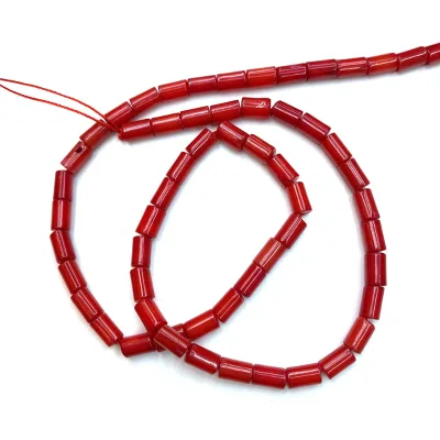 Loose Dyed Red Coral Tube Shaped Beads for Jewelry Making
