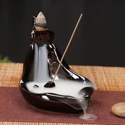 Backflow Incense burner Buddha,long Burning Incense Burner,backflow Incense burner Waterfall 1 Incense burner +10pcs Backflow in