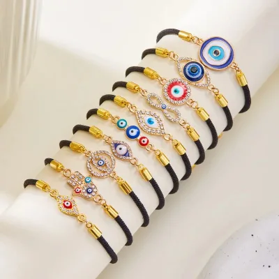 Handmade Black Rope Turkish Evil Eye Bracelets for Women Men Infinite 8 Lucky Braided Charm for Couple Friendship Fashion String
