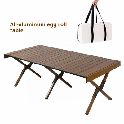 Modern Aluminum Alloy Egg Roll Camping Table Outdoor Portable Lightweight Foldable Picnic Table with Eco-Friendly Design