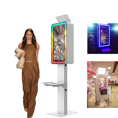 Intelligent Good Quality 21.5inch LCD Touch Screen Photo Booth Machine with RGB Ring Light Surrounded for Romantic Photos