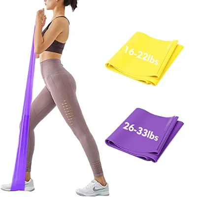 IMoebel Fitness Band Set 2 Exercise Bands 2 Strengths 8-10 Kg/12-15 kg Extra Long 1.8+2 Meters Portable Light Resistance Yoga