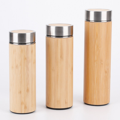 Eco-Friendly Bamboo Thermos Bottle with Tea Infuser & Strainer Straight Cup Business Thermos