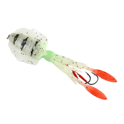 20g 60g 85g 120g 150g Luminous UV Octopus Lead Head Slow Jigging  Rubber Squid Lure Hooked  Sea Fishing Soft Squid Lure