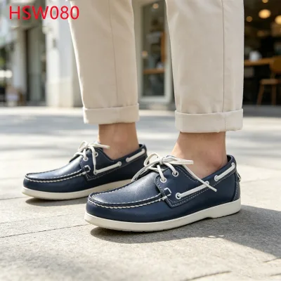 LXG,Pier Strolling Expert Stitching Sky Blue Hua Singh Boat Shoes Lace-up Style Penny Shoes with Cow Leather Lining HSW080