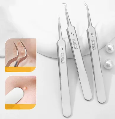 Acne Needle Blackhead Removal Cell Clip Set Acne Needle Tweezers Beauty Salon Cleaning Tools