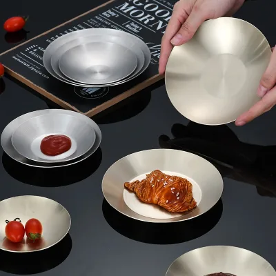 Kimchi Dish 304 Korean-Style Stainless Steel Small Plate Modern Minimalist Design for Side Dishes Sauce Vinegar Oil Dish