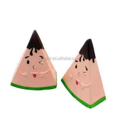 Customized Cartoon Watermelon-Shaped PU Foam Fruits Squishy Slow Rising Stress Relief Fidget Cubes