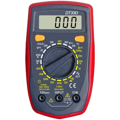 Multimeter DT33D (V2.0) with square Wave signal Output, Blue Backlight, Small Multimeter