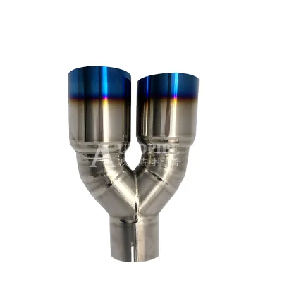 2.5 Inch Stainless Steel & Carbon Fiber Exhaust Muffler Inlet Exhaust Tip with Alloy Tail Pipe Trim