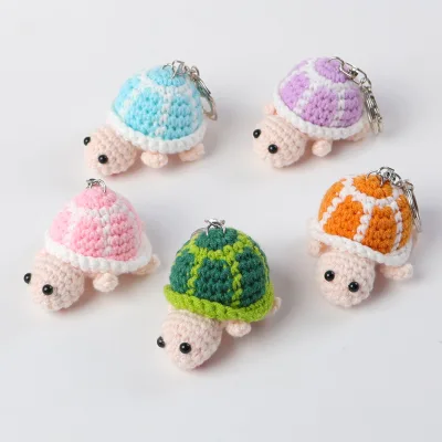 Handmade Crochet Mini Turtle Keychain Charm Hand-Knitted With Detailed Shell Patterns for Sea Life Lovers Collection Decor