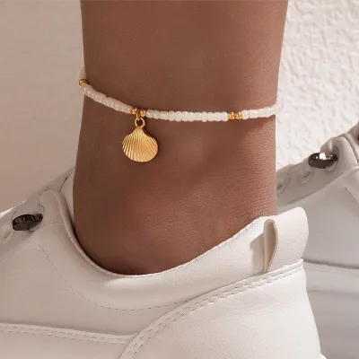 Wholesale Beach Vacation Shell Anklets Bohemian Conch Scallops Beaded Anklets for Women