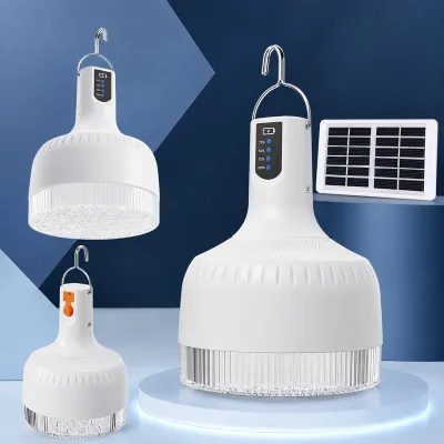 Solar Rechargeable LED Hanging Light with 5V 1W Panel 36 LEDs 2400mAh Type-C for Home Camping Emergency Lighting