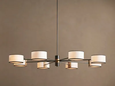 Modern Luxury Glass Chandelier E12 Base Clear Ribbed Glass Hanging Lamp for Living Dining Bedroom Home Lighting