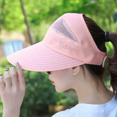 Summer Sun Hat Outdoor Sunshade Empty Top Foldable Driving Mesh Breathable Dry Fit Visor Cap for Women