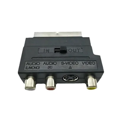 D1482 scart malet to 3 rca female port d shape abs material AV adapter