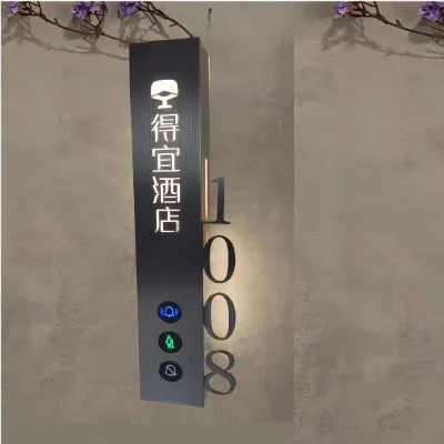 Backlit Smart Hotel Door Plate With Doorbell & DND Indicator Light Custom Illuminated Room Number Wall Sign OEM