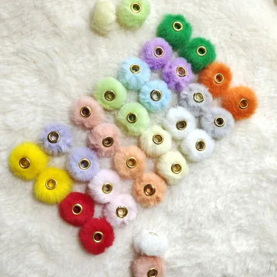 20mm Big Hole Spacer Beads Plush Beaded Pen Accessories Rabbit Fur Ball Loose Beads Large DIY Jewelry Findings & Components