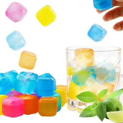 Kuliwei 2.5cm Multiple Color Reusable Ice Cube Colorful Square Plastic Ice Cubes Refreezable Ice Cubes for Drinks
