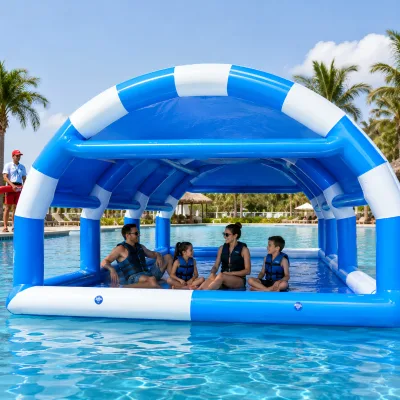 Large Inflatable Floating Canopy Shelter With Built in Water Pool Floating Shade Tent for Beach Lake Water Party