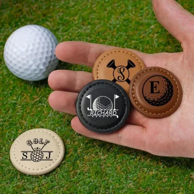 Magnetic PU Leather Golf Ball Marker Storage and Gift for Golfer on Anniversary Birthday for Sports Promotions