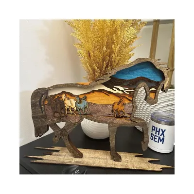 3D Layered Wood Horse Art, Handcrafted Rustic Home Decor or Gift for Horse Enthusiast