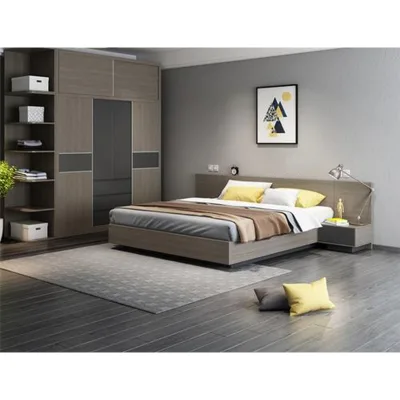 Nordic Queen Size Upholstered Bedroom Set Bedroom Furniture Sliding Door Wardrobe Mdf Storage Bedroom Set