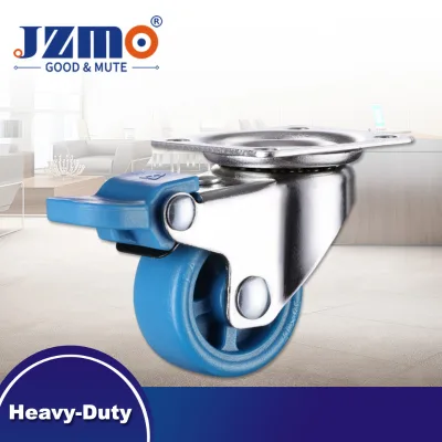 1.5 Inch 2 Inch Nylon Wheel Flat Bottom Double Row Casters Mute Wear-Resistant High Temperature Casters Double Brake OEM