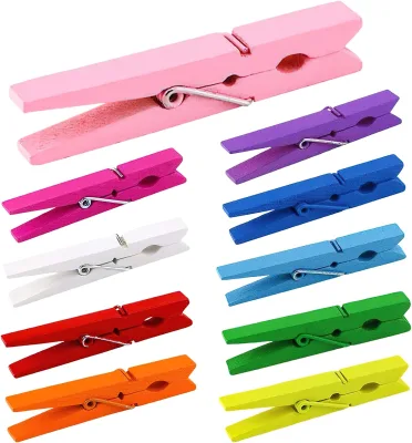 HC Factory  Supply Colorful  Wooden Clothespins with Jute Rope  Small Wood Clothespin