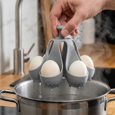 Silicone Egg Poacher Boiler Carrier Heat Resistant Handle Kitchen Tools