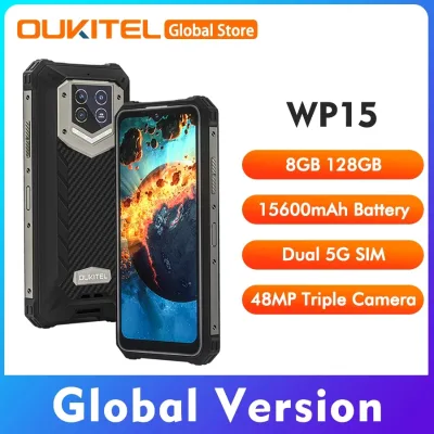 Oukitel WP15 Rugged 5g Smartphone 15600mAh 8GB+128GB 6.5"HD+ Octa Core Android11 Mobile Phone 48MP MT6833 NFC Cell Phone