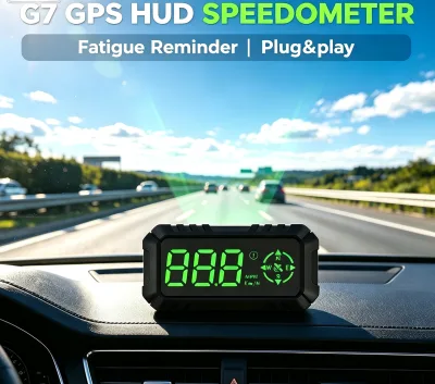 G7 Built-in GPS Digital HUD Speedometer Fatigue Driving Reminder Water Temperature Voltage Alarm Fuel Consumption