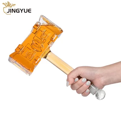 Handmade 3D Hammer 400ml Transparent Glass Whiskey Decanter Personalised Wedding Party Gift for Liquor Tequila Wine