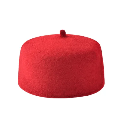 Autumn Winter Wool Felt Ethnic Muslim Prayer Caps Middle Eastern Saudi Solid Color Round Top Hats