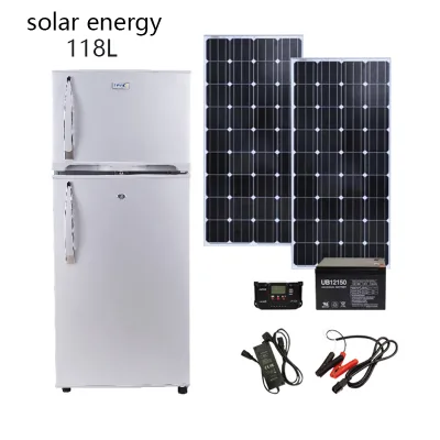 118L Solar Energy Double Doors Refrigerator Household Freezer Refrigerators for Homes Bottom-freezer Refrigerators
