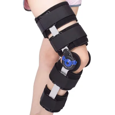 HKJD Factory OEM Adjustable Medical Post Op Knee Brace Stabilizer Orthopedic ROM Hinged Knee Brace Support for Osteoarthritis